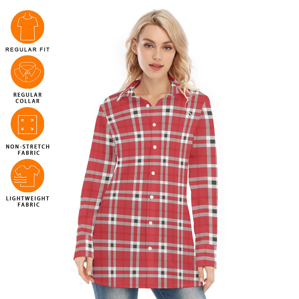 Houston Tartan Plaid Cougars Women's Long Shirt
