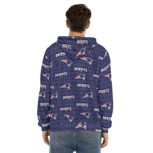 New England Football Game Day All-Over Print Men's Pullover Hoodie | Velvet