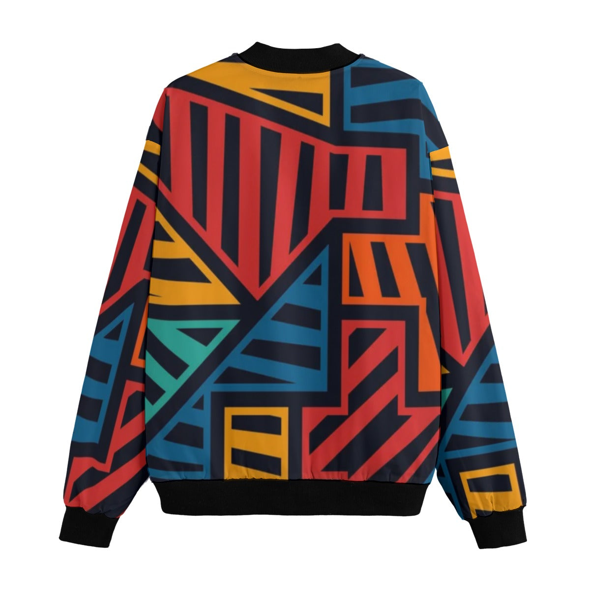 Urban Legend 90s Street Icons Bright Modern Geometric Pattern Fleece Bomber Jacket