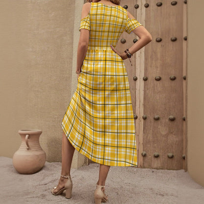All-Over Print Women's V-neck Off-shoulder Dress