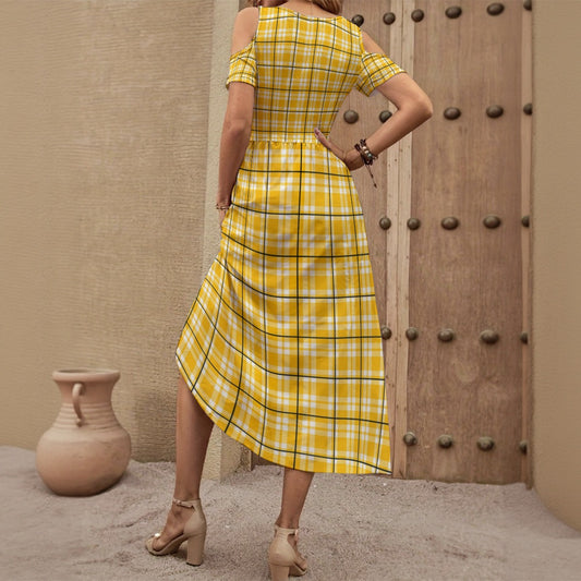 All-Over Print Women's V-neck Off-shoulder Dress