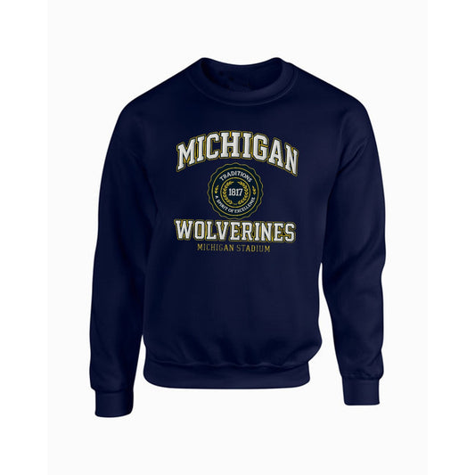 Michigan Wolverines Round Neck Long Sleeve Sweatshirt