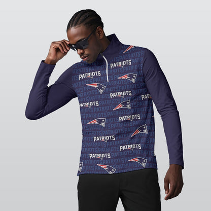 New England Football Game Day All-Over Print Men's Sports Collar Jersey With Long Sleeve