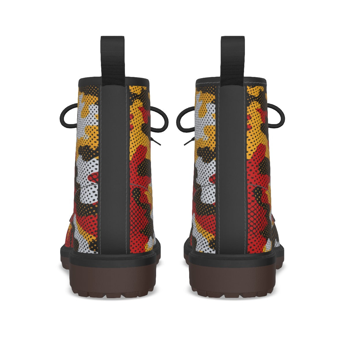 Urban Legend Maryland Red, Black, and Gold Camo Martin Short Boots – Terrapins-Inspired Streetwear f