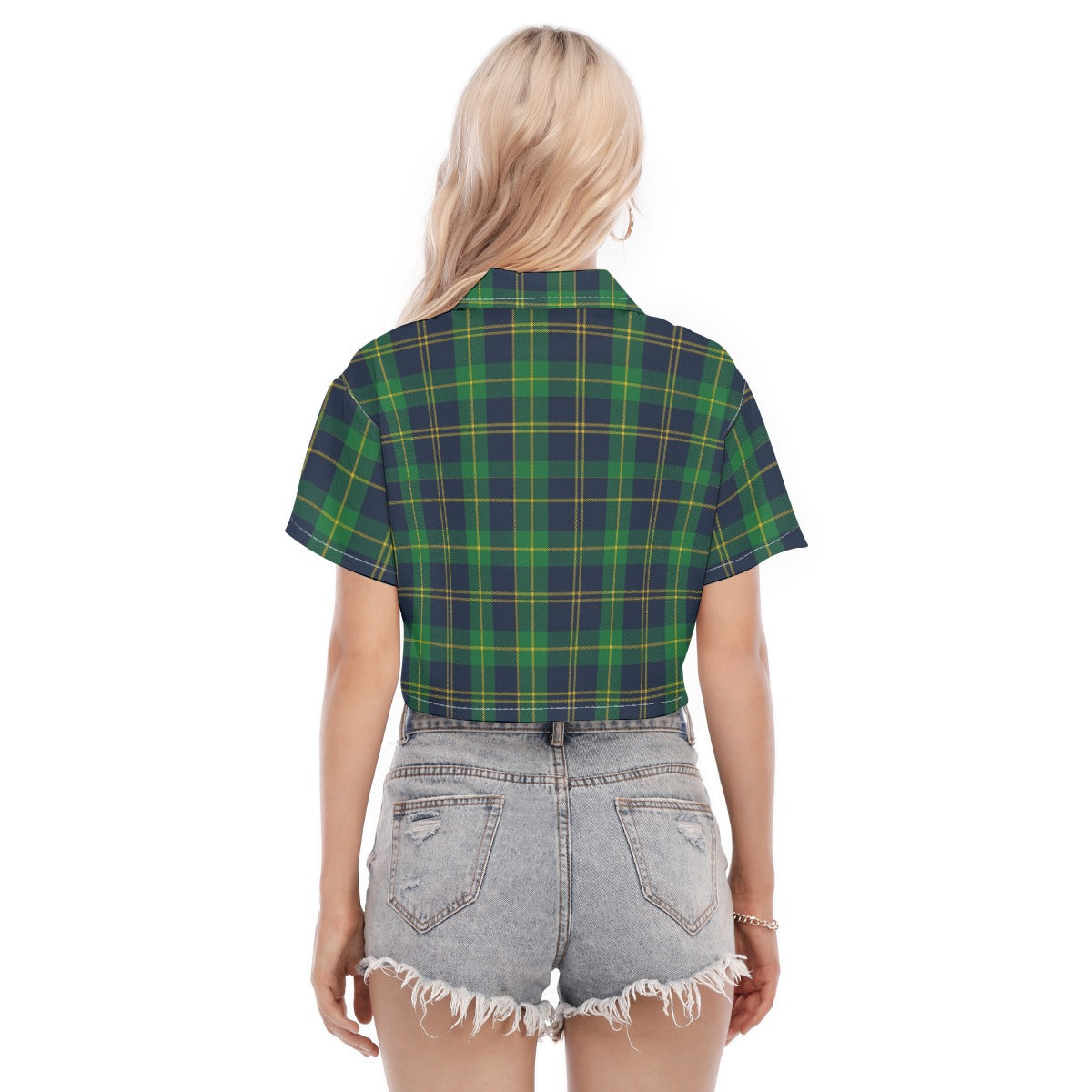 Notre Dame Tartan Plaid Fighting Irish Women's Cropped Shirt