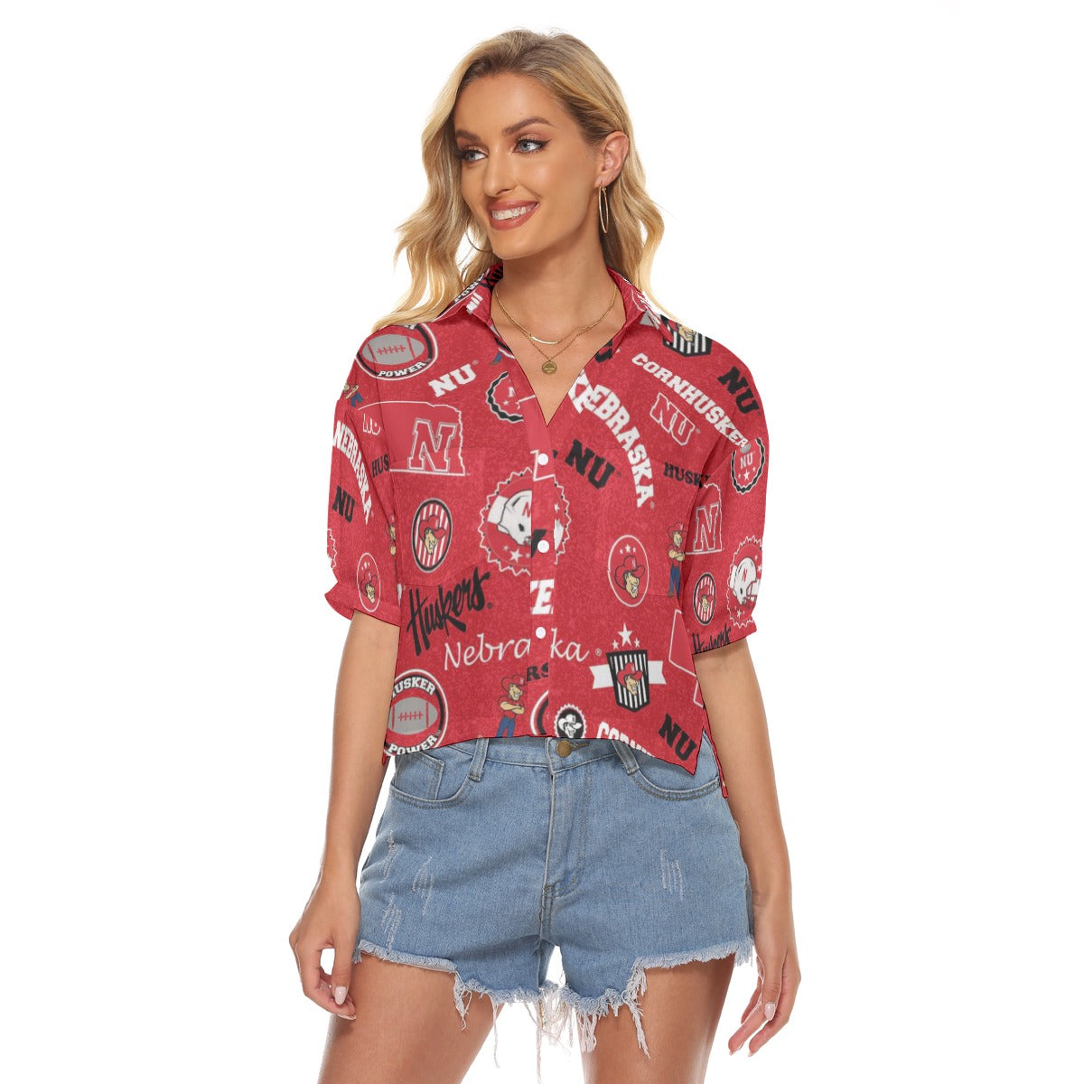 Nebraska college Women's V-neck Shirts