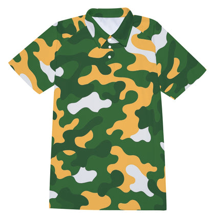 Green Bay Football Game Day All-Over Print Men's Short Sleeve Polo Shirt With Button Closure