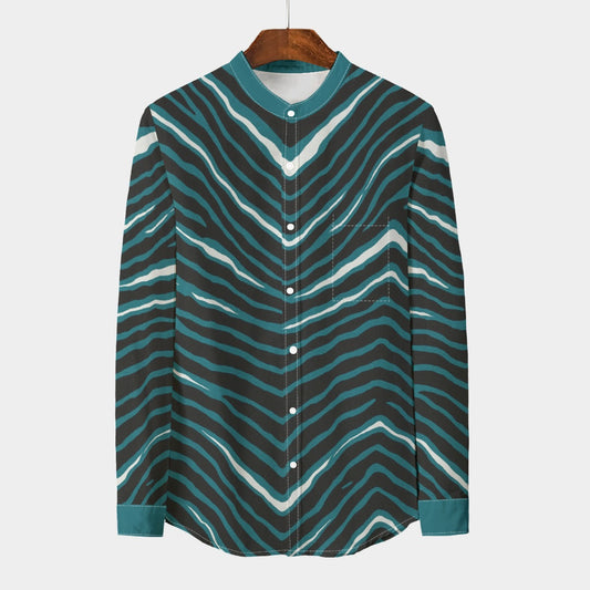 Philadelphia Football Game Day All-Over Print Men's Stand Collar Shirt With Long Sleeve|110GSM Imitation Flax
