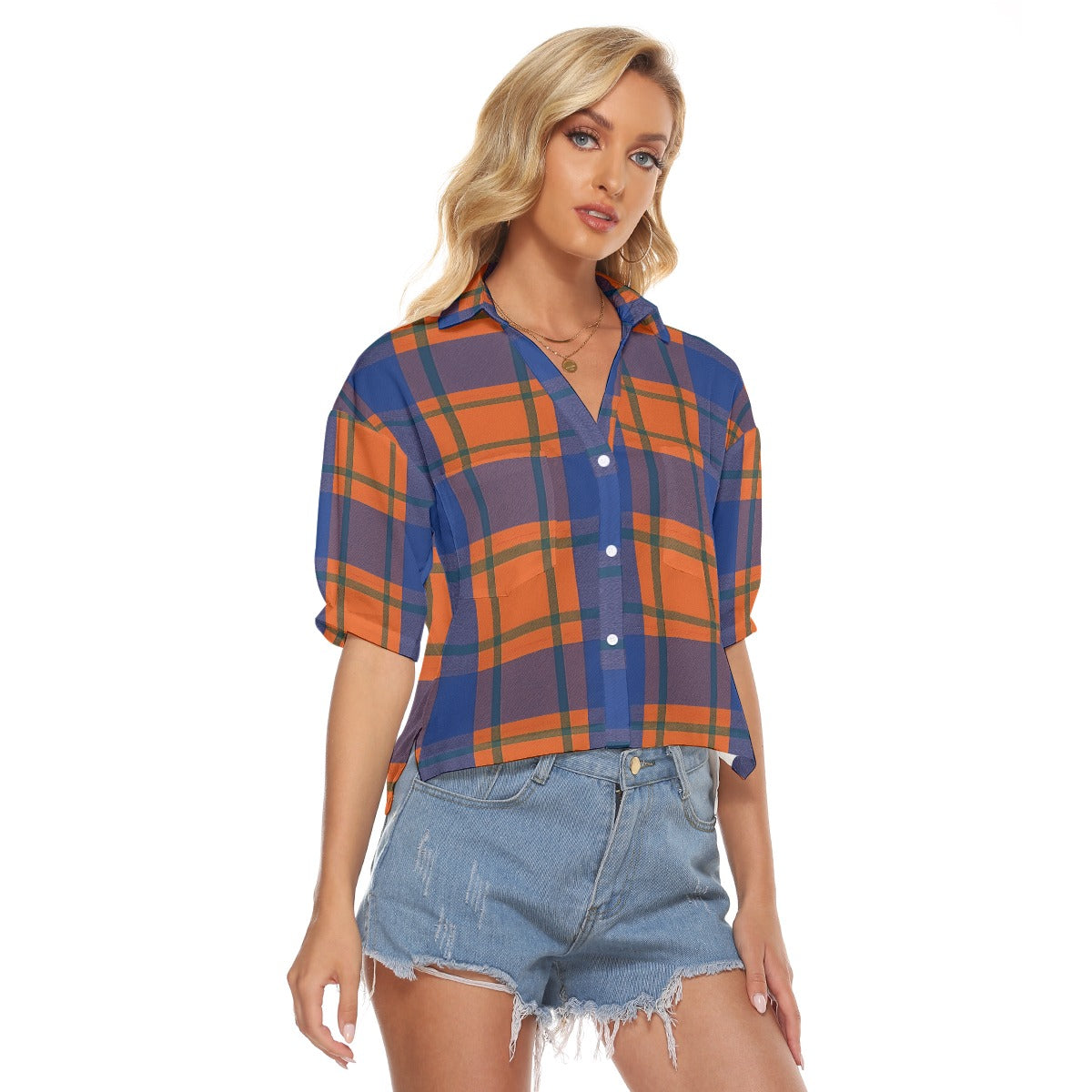 Urban Legend Florida Gators Tartan Plaid Women's V-Neck Shirt – Orange and Blue College Streetwear w