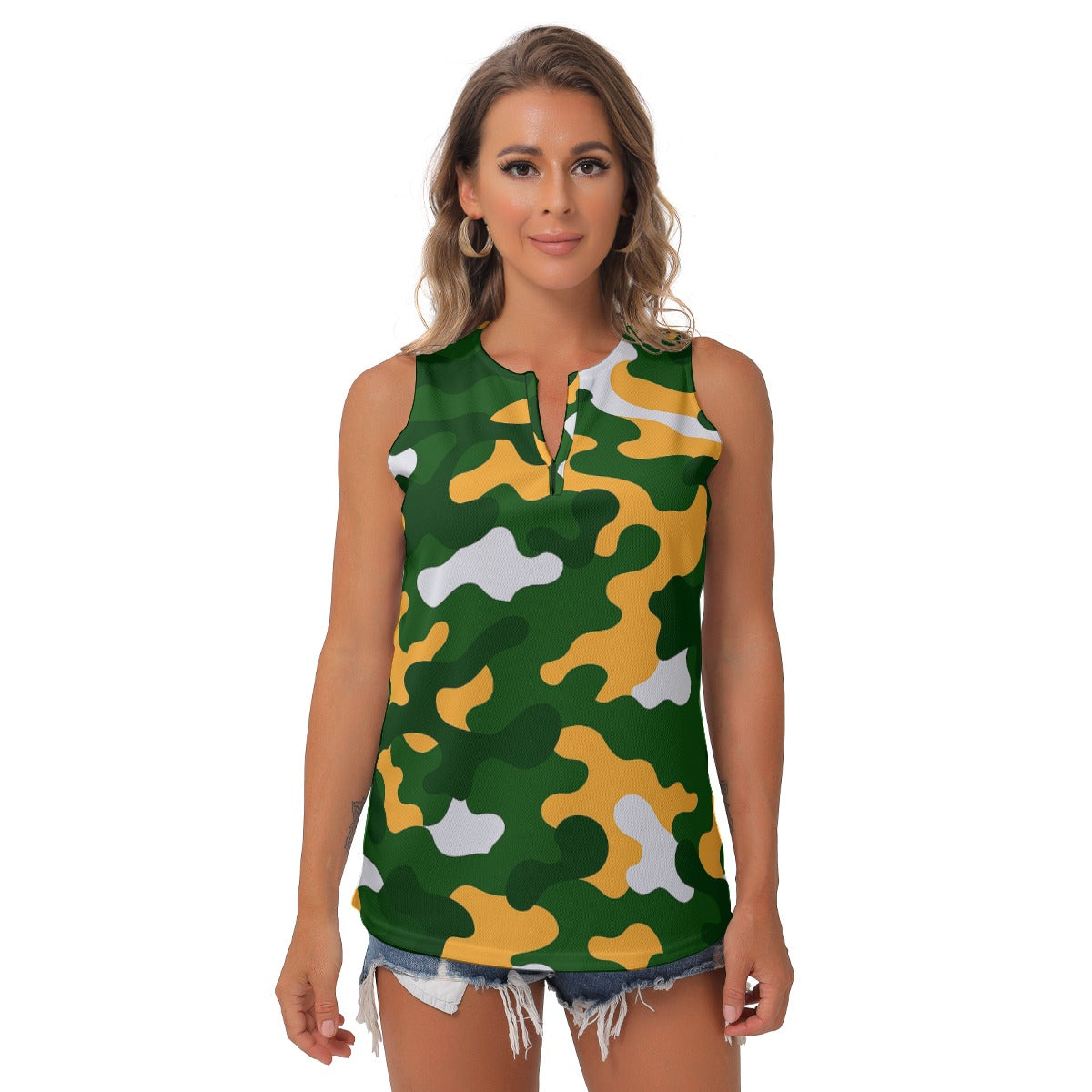 Green Bay Football Game Day All-Over Print Women's Sleeveless V-Neck Top