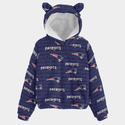 New England Football Game Day All-Over Print Kid’s Borg Fleece Sweatshirt With Ear