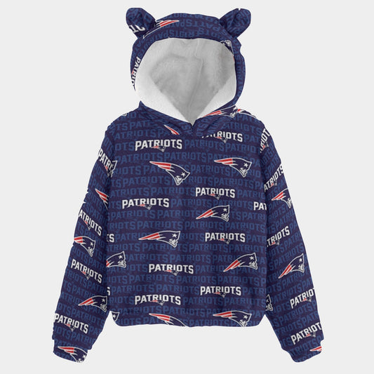 New England Football Game Day All-Over Print Kid’s Borg Fleece Sweatshirt With Ear