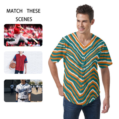 Miami Football Game Day All-Over Print Men's Short Sleeve Baseball Jersey