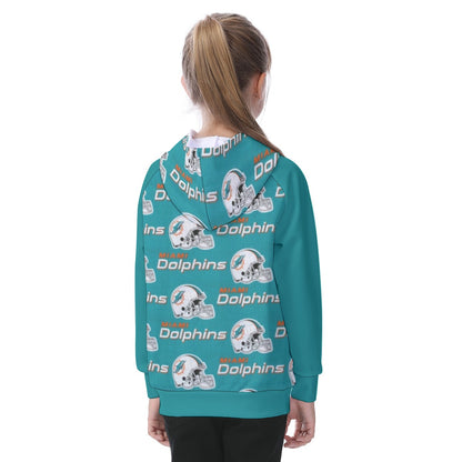 Miami Football Game Day All-Over Print Kid's Raglan Pullover Hoodie