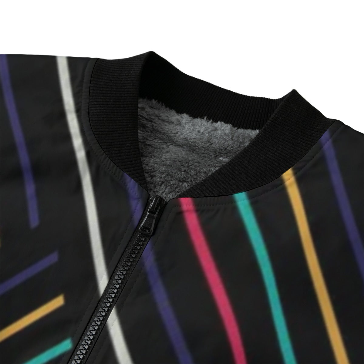 Urban Legend 90s Street Icons Abstract Colorful Geometric Stripe Lines Fleece Bomber Jacket