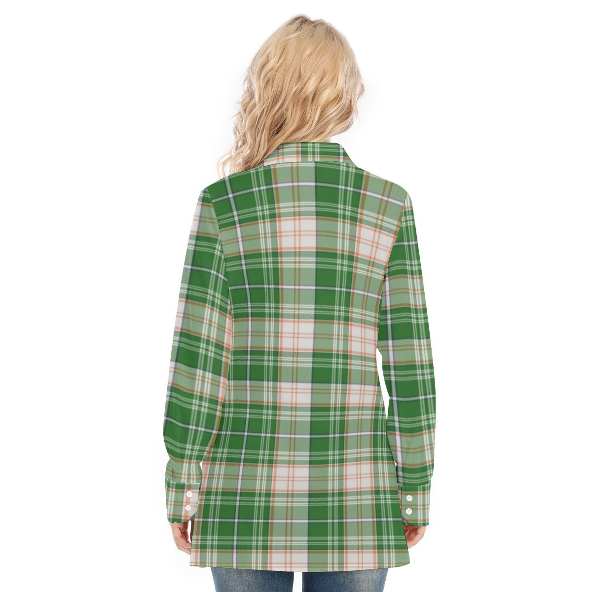 Miami Tartan Plaid Hurricanes  Women's Long Shirt |115GSM Cotton poplin