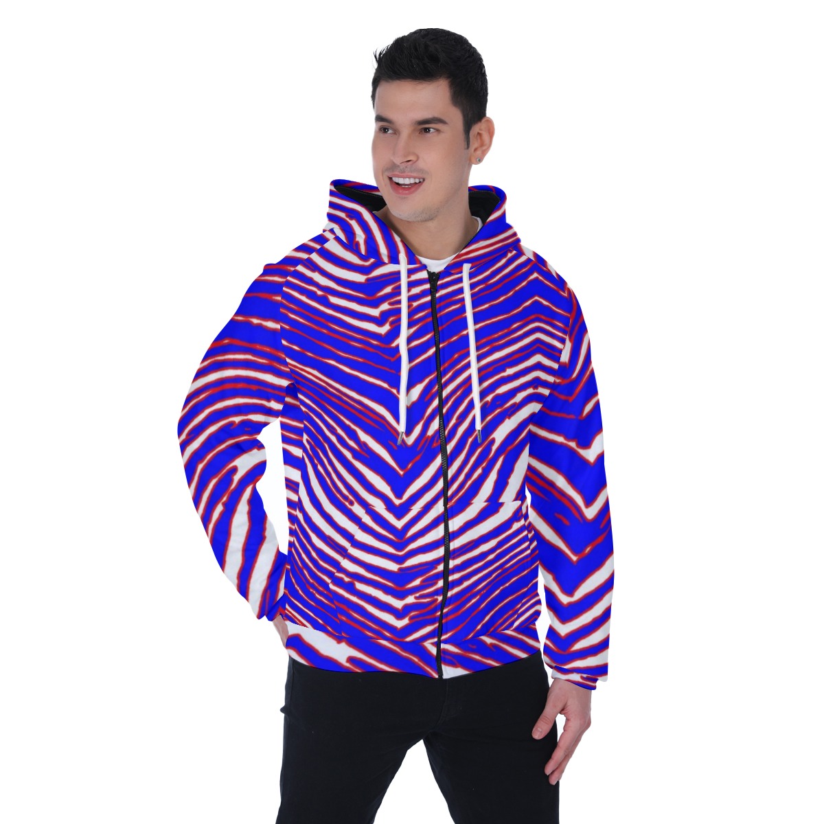 Buffalo Bills Zubaz Men's Heavy Fleece Raglan Zip Up Hoodie With Pocket