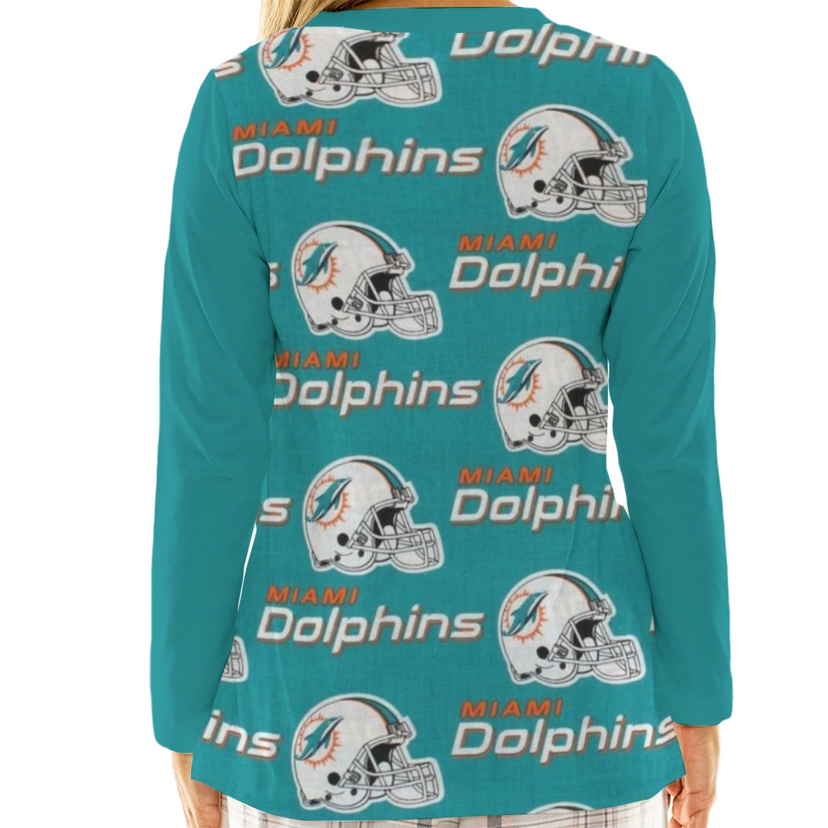 Miami Football Game Day All-Over Print Women's Loose V-Neck T-Shirt With Long Sleeve