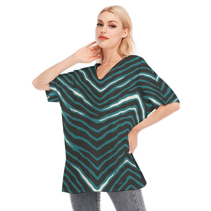 Philadelphia Football Game Day All-Over Print Women's Bat Sleeves Blouse | 190GSM Cotton