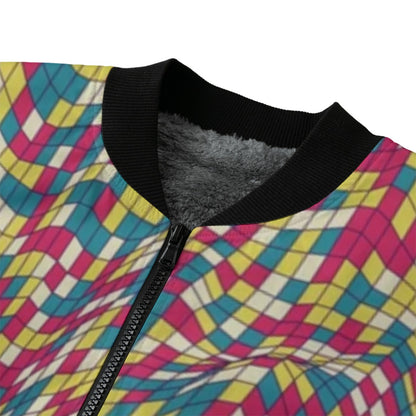 Wildstyle Graffiti Colorful Mosaic Polygonal Fleece Bomber Jacket  Bring urban art to life with this