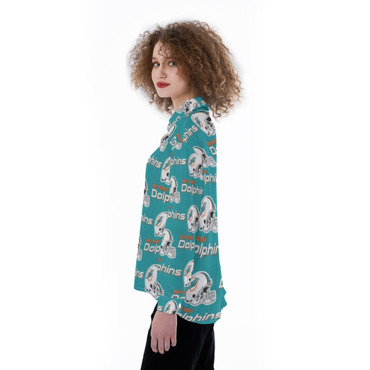 Miami Football Game Day All-Over Print Women's Satin Shirt
