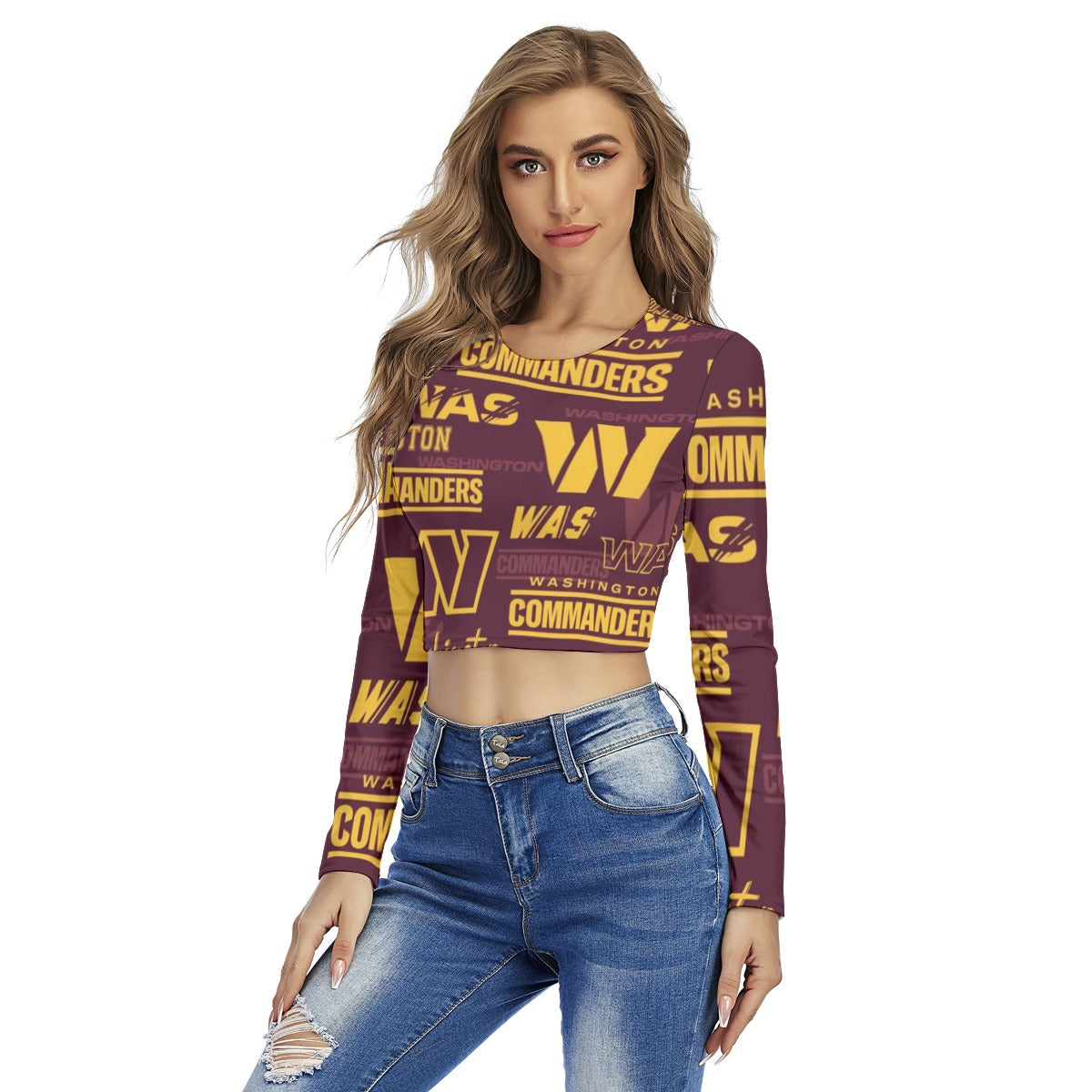 Washington Commanders Women's Round Neck Crop Top T-Shirt