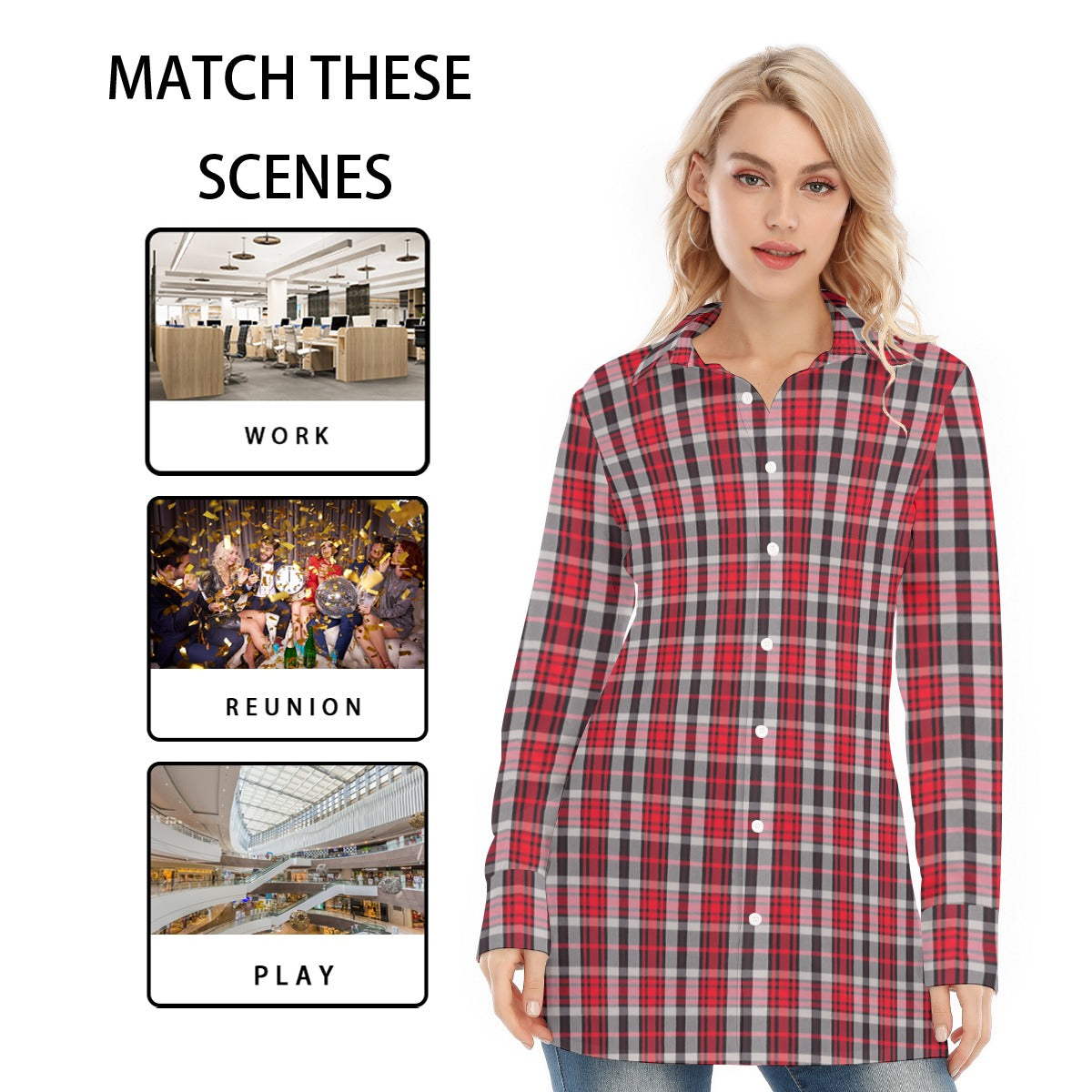 New Mexico Tartan Plaid Lobos Women's Long Shirt