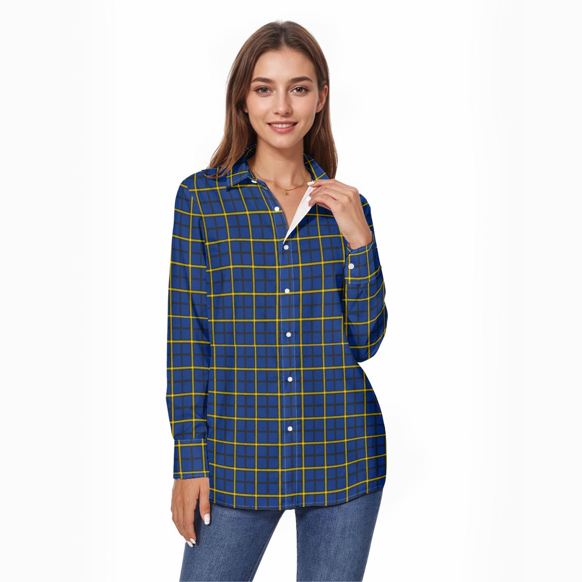 Pittsburgh Tartan Plaid Panthers Women's Comfort Shirt With Button|125GSM Cotton