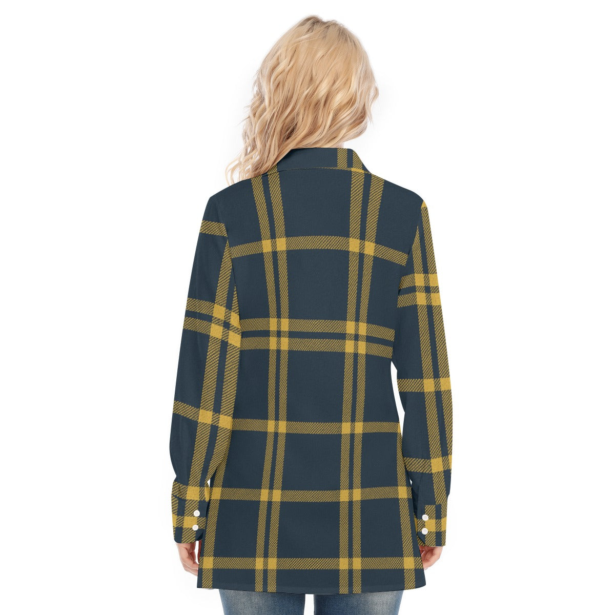 California UC Berkeley Golden Bears Tartan Plaid  Women's Long Shirt