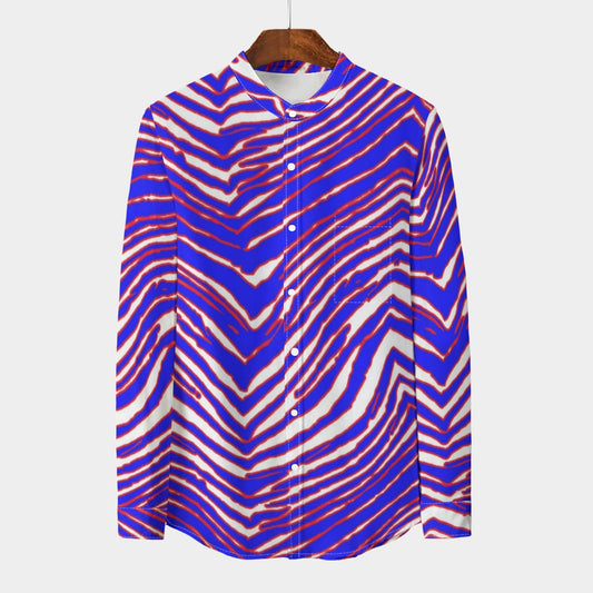 Buffalo Bills Zubaz Men's Stand Collar Shirt With Long Sleeve|110GSM Imitation Flax
