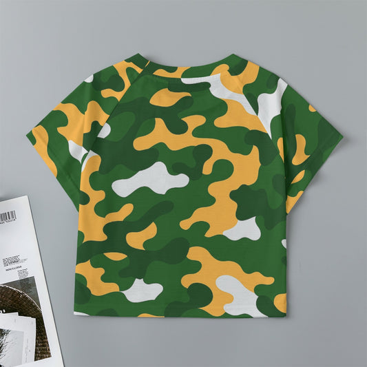 Green Bay Football Game Day Eco-friendly  All-Over Print Women's cropped Raglan T-shirt With Short Sleeve