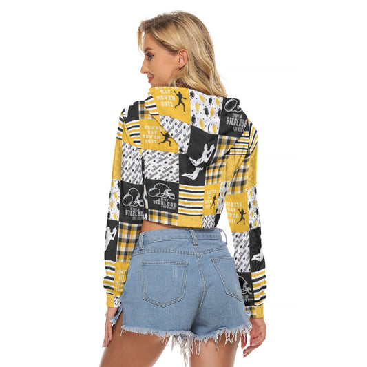 All-Over Print Women's Crop Top Hoodie|Velvet
