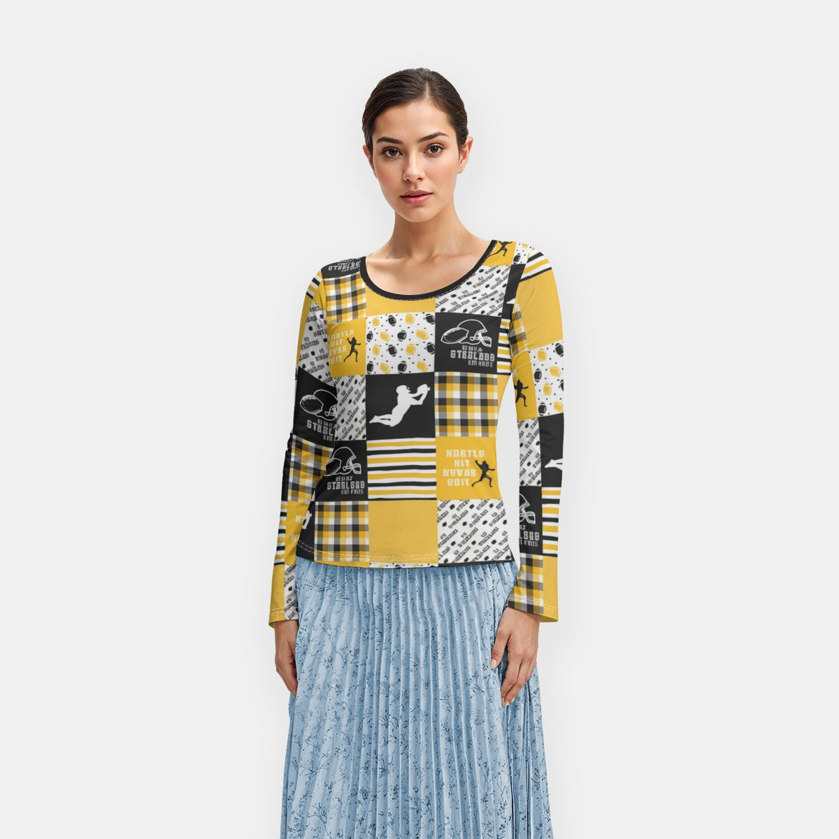 All-Over Print Women's Long Sleeve T-Shirt With Slightly Flared Sleeves
