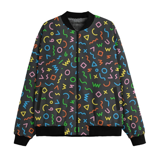 Urban Legend 90s Street Icons Memphis-Style Pattern Abstract Fleece Bomber Jacket