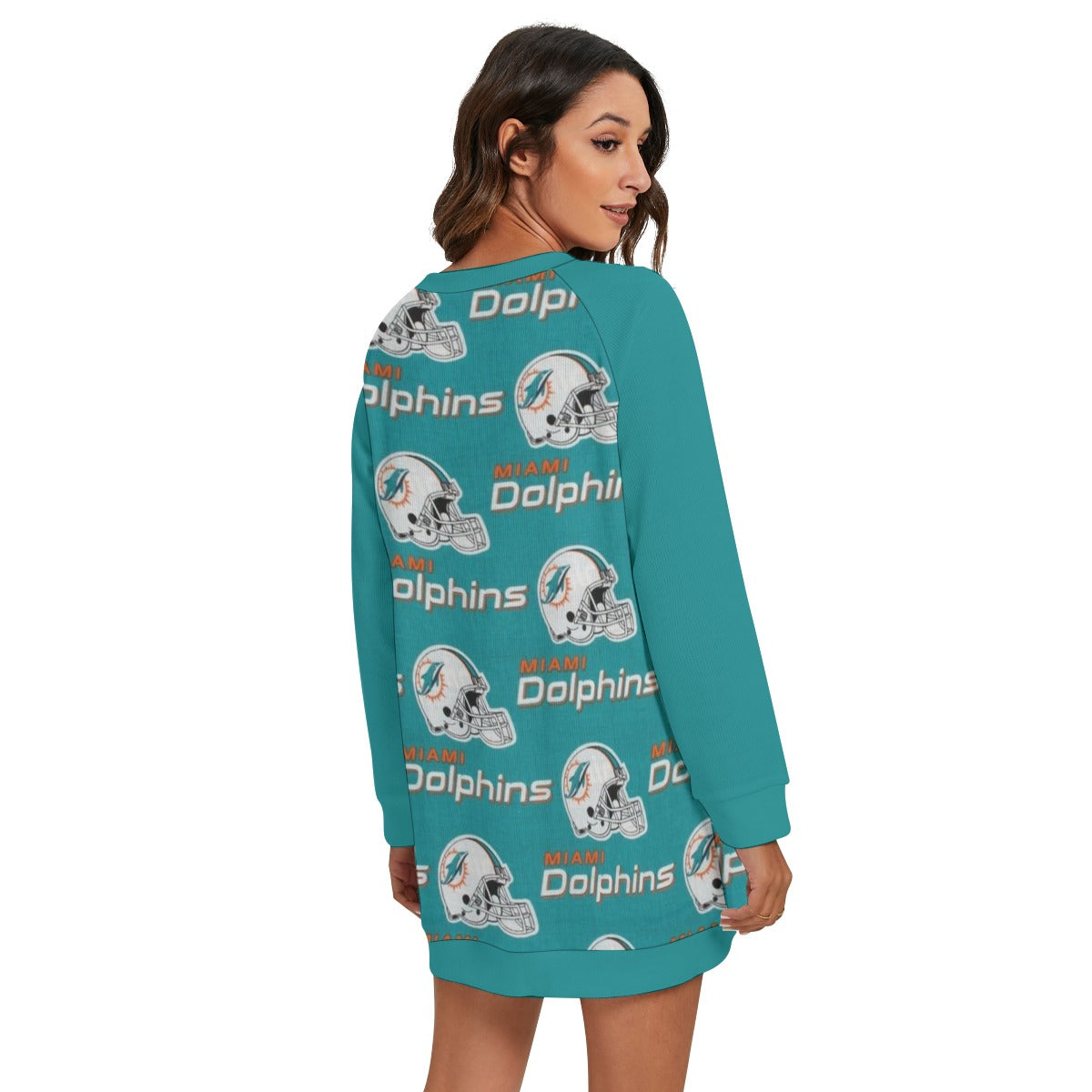 Miami Football Game Day All-Over Print Women's Round Neck Raglan Sleeve Sweater