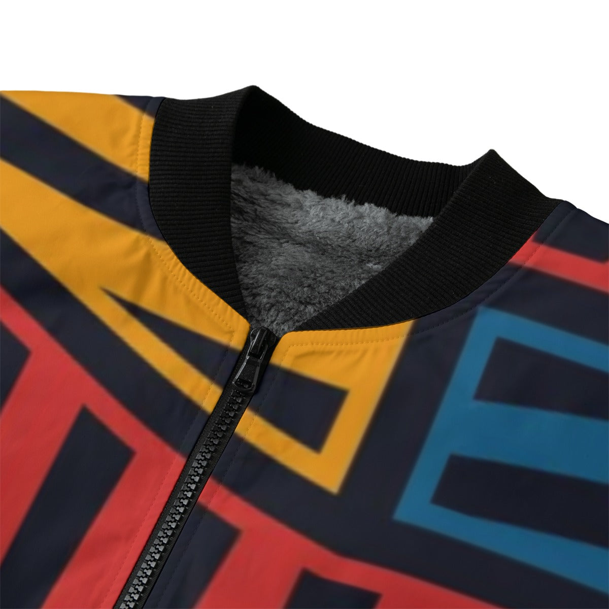 Urban Legend 90s Street Icons Bright Modern Geometric Pattern Fleece Bomber Jacket