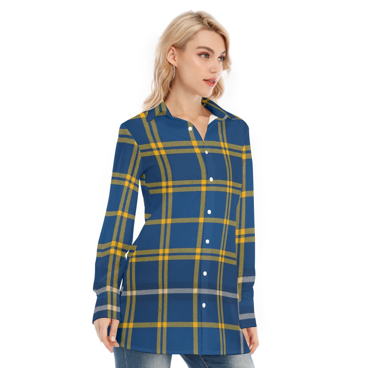 California Los Angeles UCLA Bruins Tartan Plaid  Women's Long Shirt