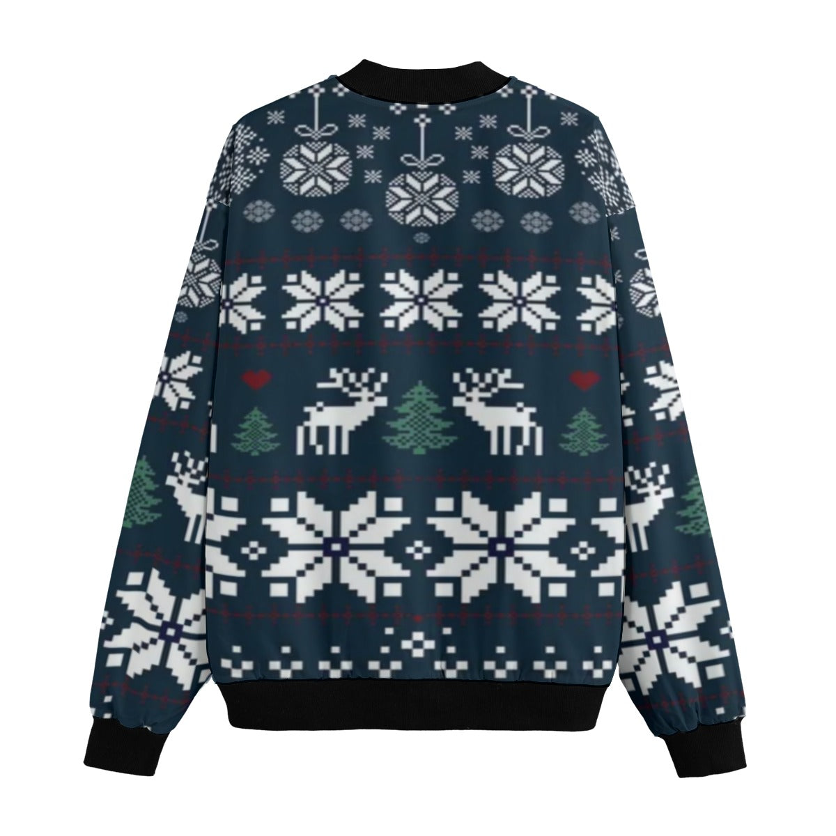 Urban Legend Snow Inspired Pattern Christmas New Year  Blue Fleece Bomber Jacket