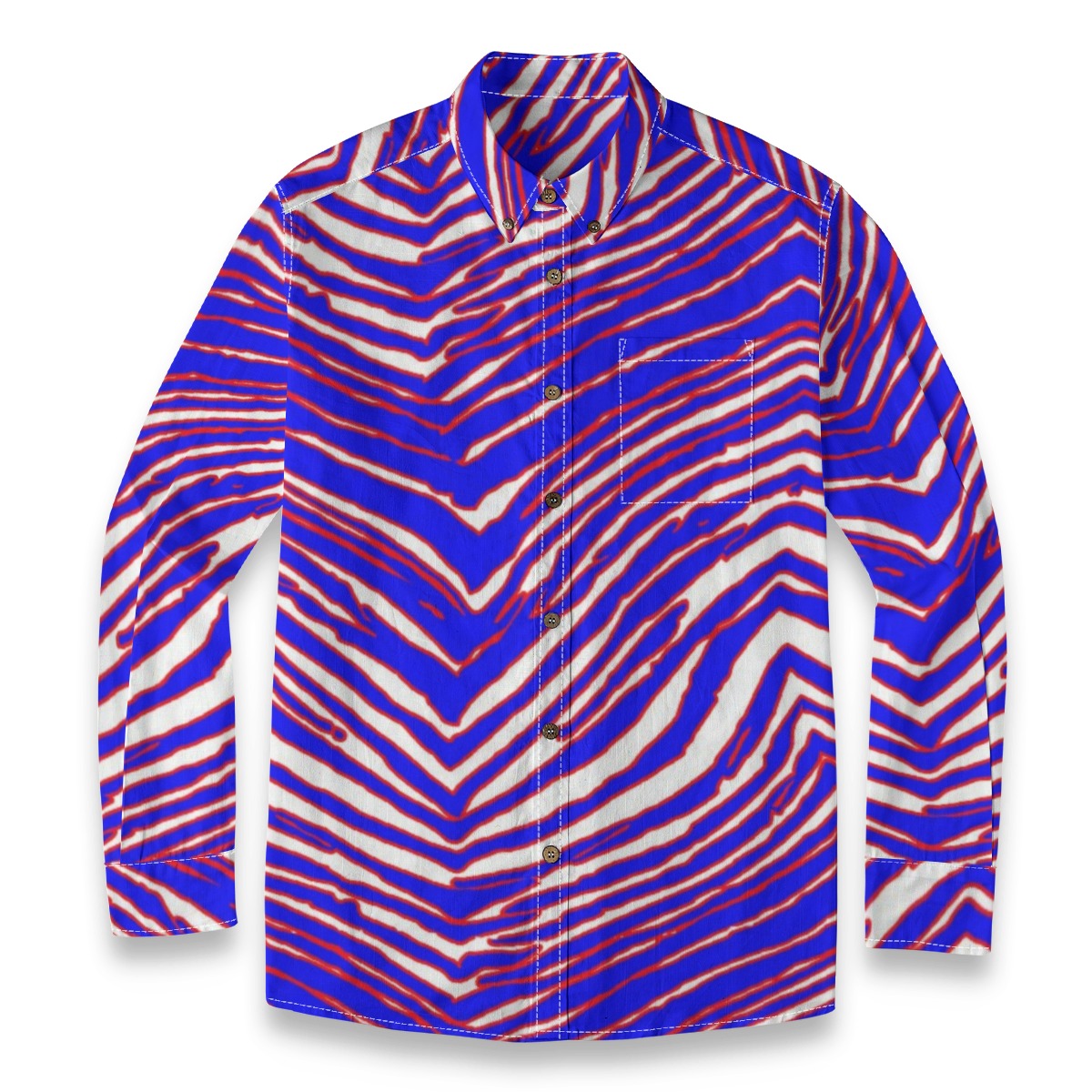 Buffalo Bills Zubaz Men's Casual Lapel Long Sleeve Shirt|125GSM Cotton
