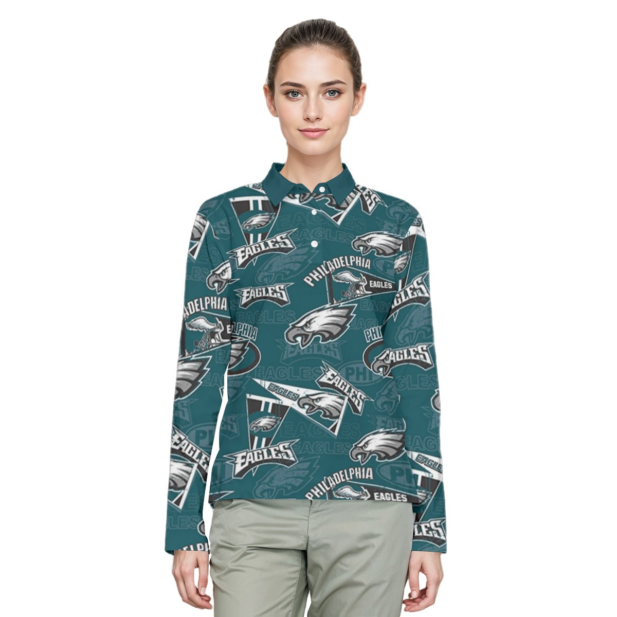 Philadelphia Football Game Day All-Over Print Ladies' Lapel Long Sleeves