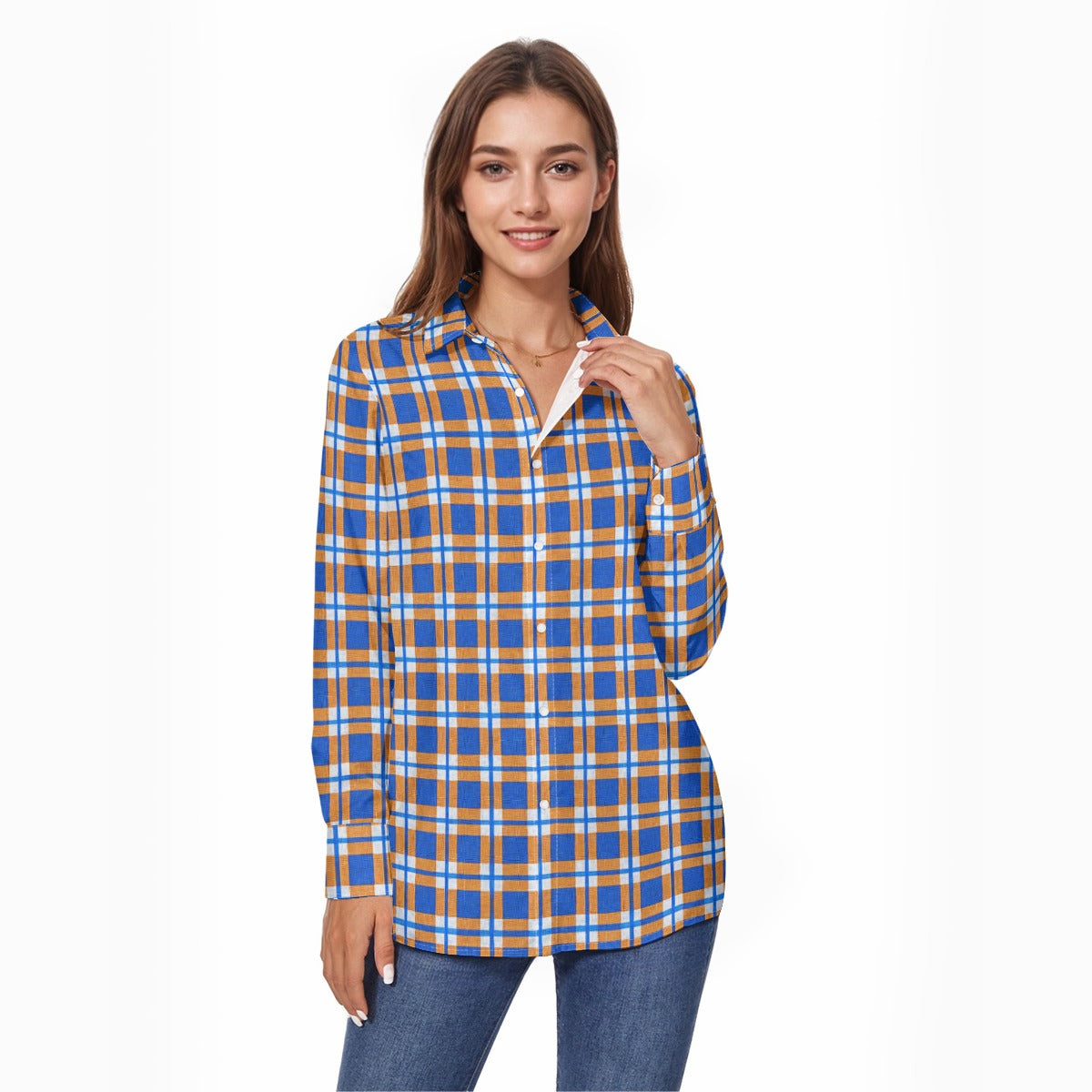Florida - Gators tartan plaid  Women's Comfort Shirt With Button|125GSM Cotton