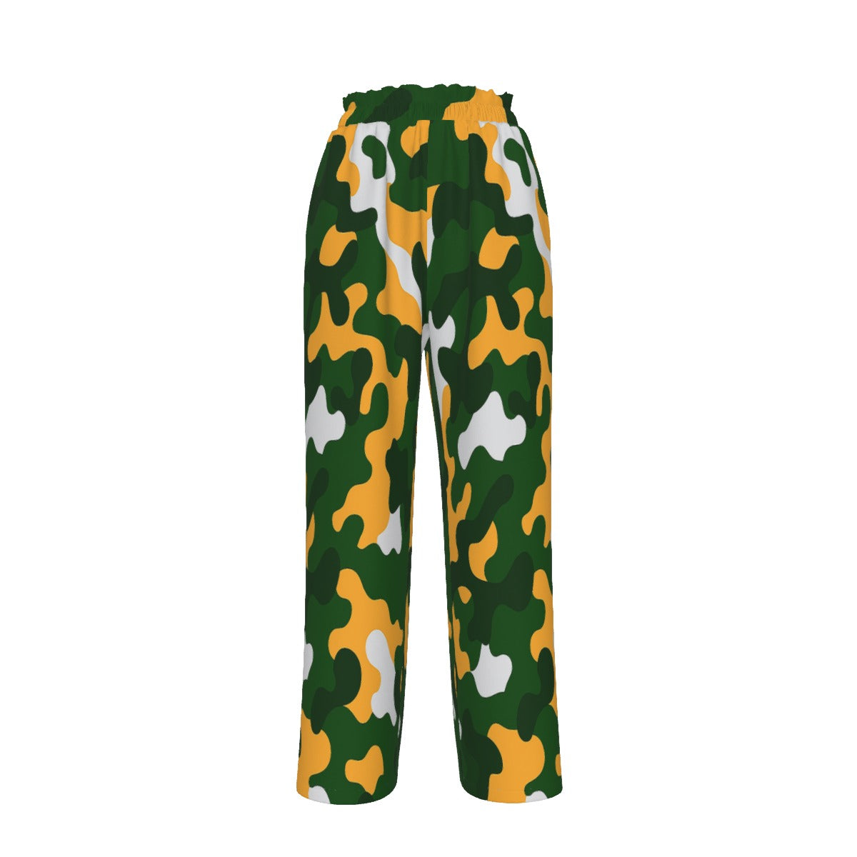 Green Bay Football Game Day All-Over Print Women's Faux Silk Wide-Leg Pants