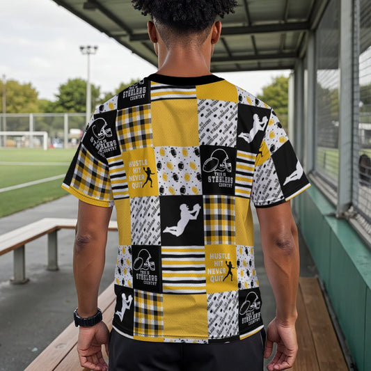 All-Over Print Drop Shoulder Crew Neck T-Shirt