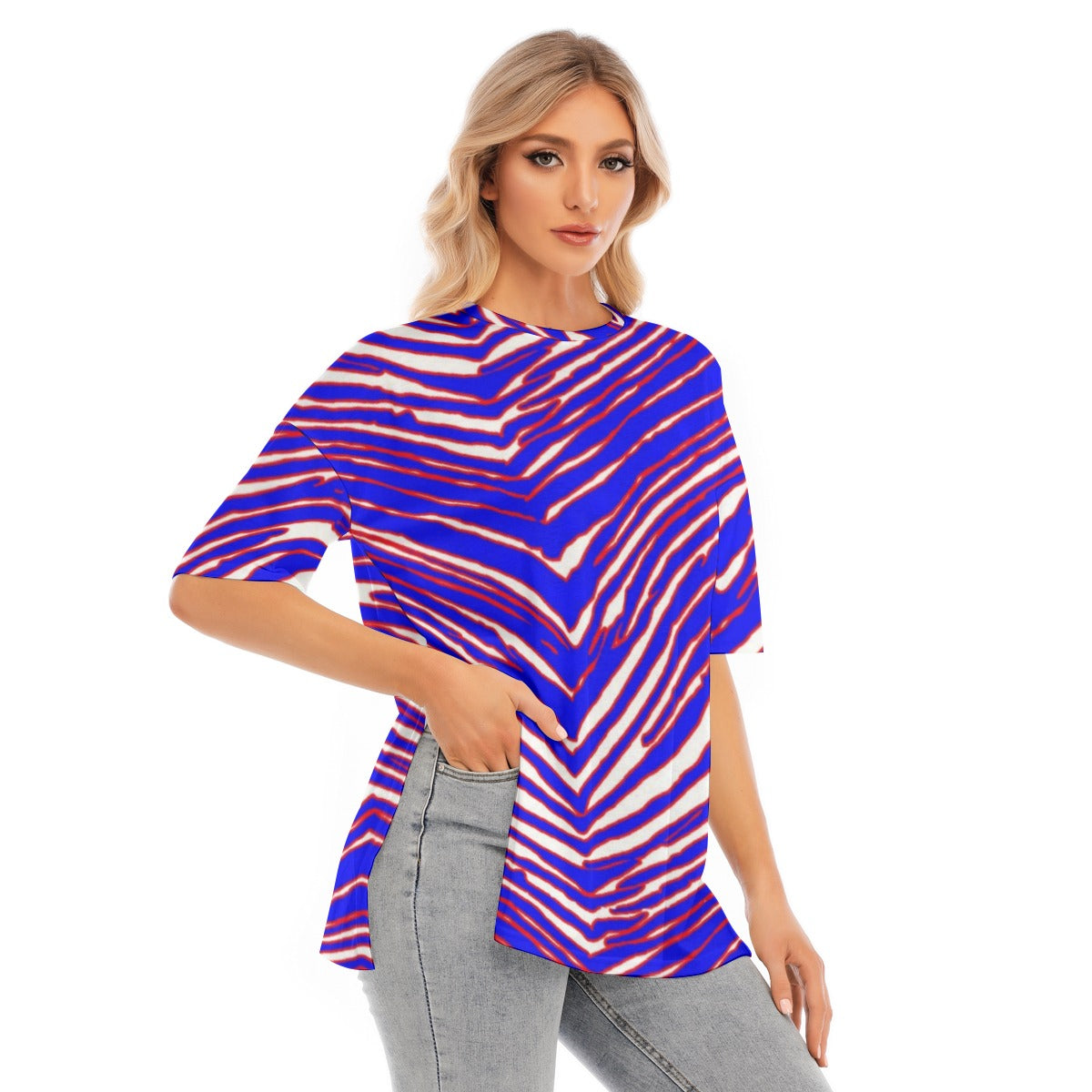 Buffalo Bills Zubaz Women's Short Sleeves T-shirt With Hem Split