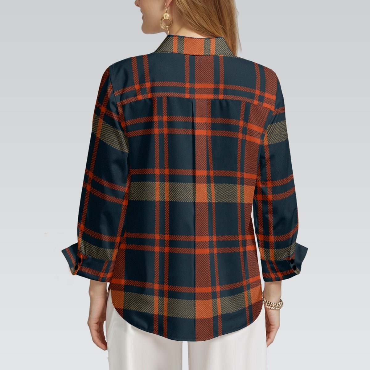 Auburn - Tigers Tartan Plaid Women's 3/4 Sleeve Shirt