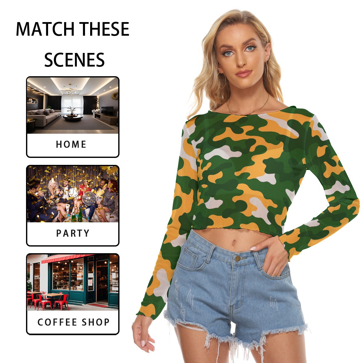 Green Bay Football Game Day All-Over Print Women's Mesh Long Sleeves T-shirt