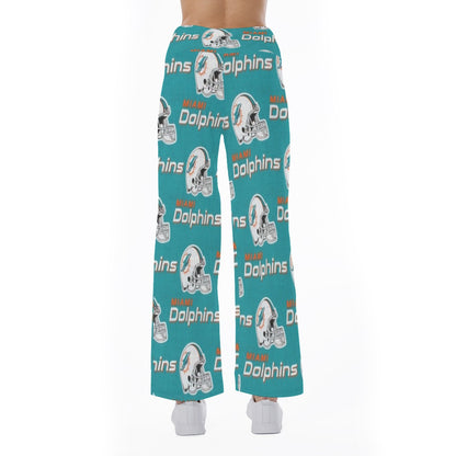 Miami Football Game Day All-Over Print Women's High-waisted Straight-leg Trousers