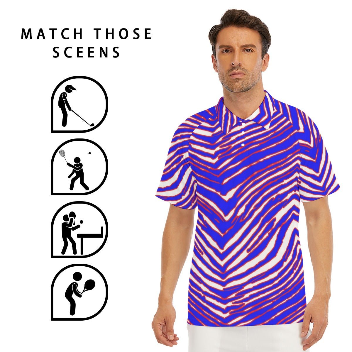 Buffalo Bills Zubaz Men's Short Sleeve Polo Shirt With Button Closure