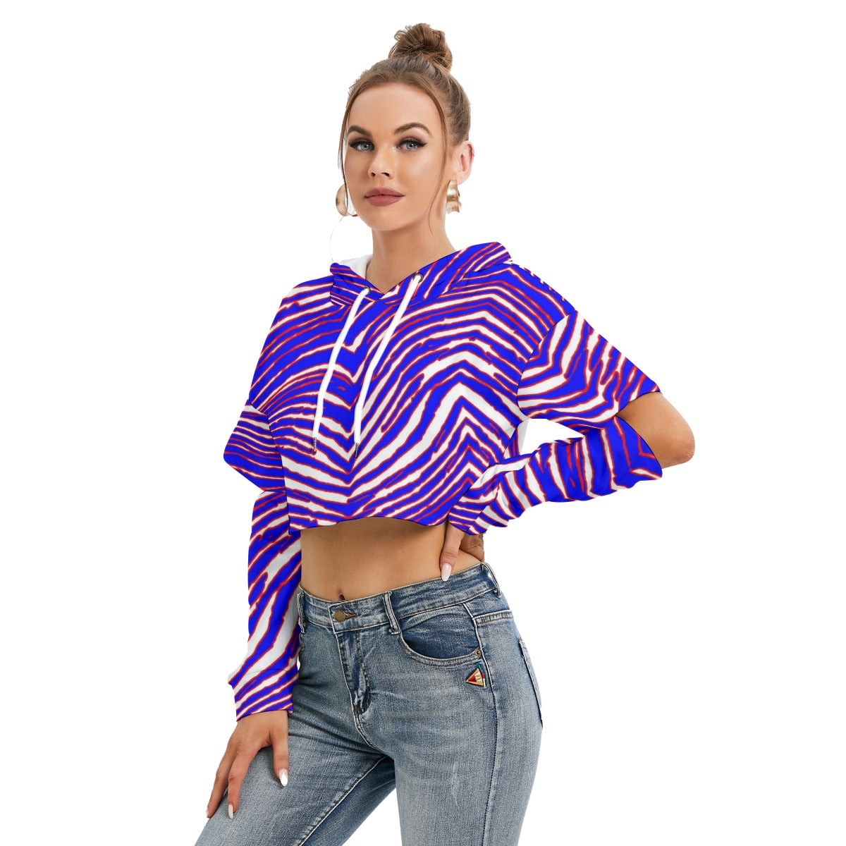 Buffalo Bills Zubaz Women's Heavy Fleece Hoodie With Hollow Out Sleeve