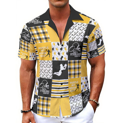 All-Over Print Men's Hawaiian Shirt With Button Closure